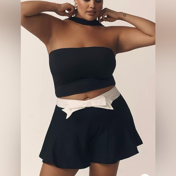 Anthropologie Maeve Black White Paneled Skirty Shorts - Picture 4 of 7